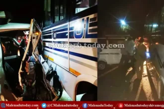 ಹೊಸನಗರ ತಾಲ್ಲೂಕಿನಲ್ಲಿ ಖಾಸಗಿ ಬಸ್​ ಮತ್ತು ಒಮಿನಿ ನಡುವೆ ಡಿಕ್ಕಿ