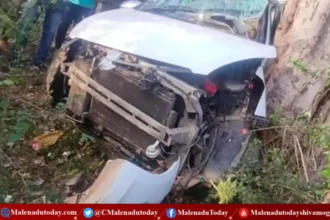 ಭದ್ರಾವತಿ ಹೆಚ್​.ಕೆ.ಜಂಕ್ಷನ್​ ಬಳಿ ಮರಕ್ಕೆ ಕಾರು ಡಿಕ್ಕಿ ! ಚಿಕ್ಕಮಗಳೂರು ನಿವಾಸಿ ಸಾವು!