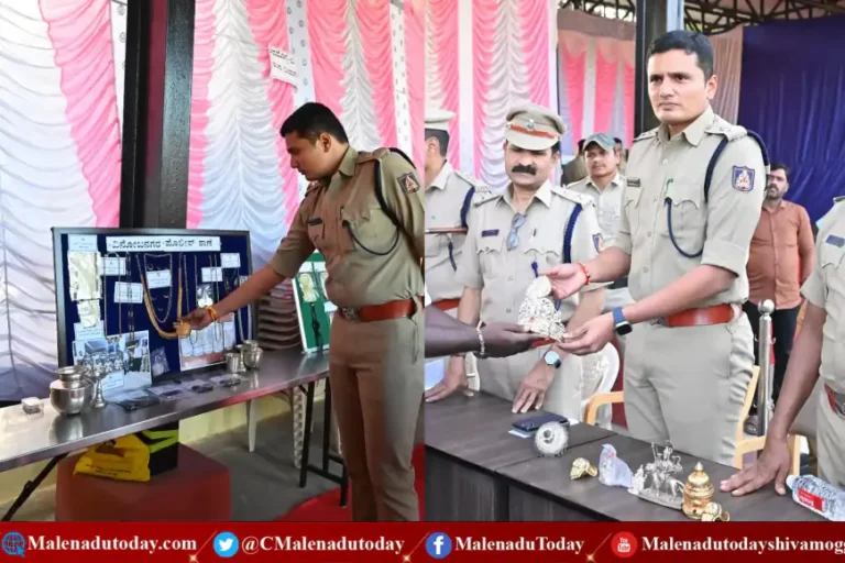 ದೇವಿ ವಿಗ್ರಹ, ಕಿರೀಟ, ಕಾಸಿನ ಸರ! ಬರೋಬ್ಬರಿ ಮೂರುವರೆ ಕೋಟಿ ಮಾಲ್​ ! ಶಿವಮೊಗ್ಗ ಪೊಲೀಸರ ಕಾರ್ಯಾಚರಣೆ