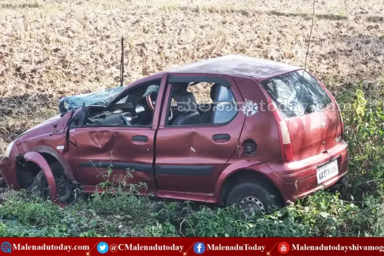 ನಾಲ್ಕು ಪಲ್ಟಿಯಾಗಿ ನಿದಿಗೆ ಬಳಿ ಹೊಲಕ್ಕೆ ಉರುಳಿದ ಕಾರು!