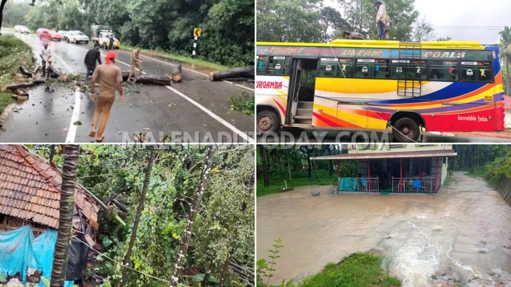 Shivamogga Rains , Hosanagara Floods , Thirthahalli Trees Fall , Agumbe Road Blocked , Monsoon Update Karnataka , Haneya Bus Incident ,Power Line Falls, Thirthahalli Tree Fall,Agumbe Road Block