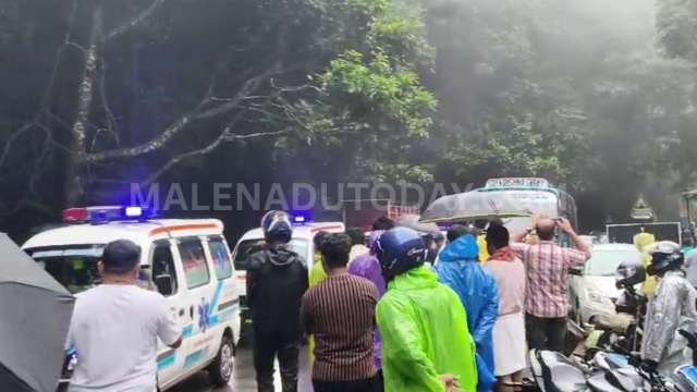 A huge tree has fallen across the road near the Agumbe Ghati Forest Check Post, obstructing traffic.