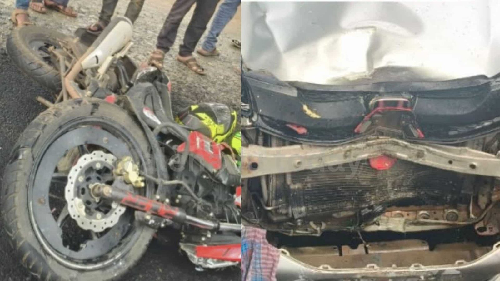 bike car accident in anandapura : ಬೈಕ್ ಹಾಗೂ ಕಾರು ನಡುವೆ ಭೀಕರ ಅಪಘಾತ 1 bike car accident in anandapura