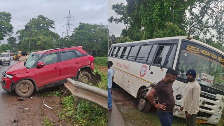 Horrific Collision Private Bus & Car Near Sagara