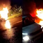 Car Catches Fire Near Shivamogga Lion Safari 09