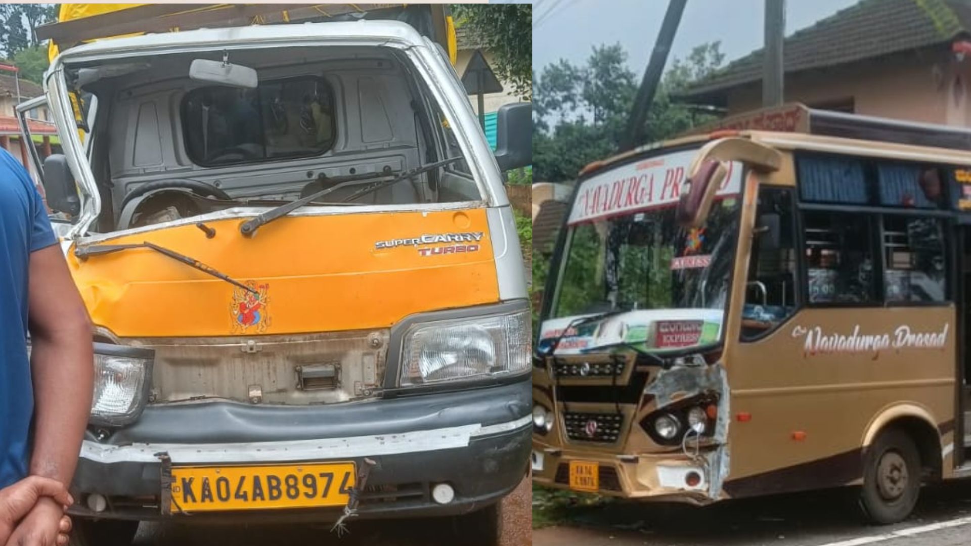 accident today ಅಪಘಾತದ ರಭಸಕ್ಕೆ ನುಜ್ಜುಗುಜ್ಜಾದ ವಾಹನ