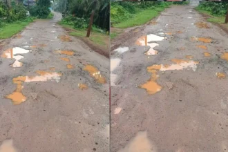 Dangerous Road Conditions ಗುಂಡಿ ಬಿದ್ದಿರುವ ರಸ್ತೆ