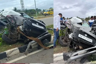 Chikkamagaluru accident ಕಾರು ಮತ್ತು ಟ್ಯಾಂಕರ್​ ನಡುವೆ ಅಪಘಾತ
