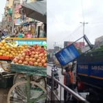 Footpath Encroachment shivamogga ಅಂಗಡಿಗಳನ್ನು ತೆರವುಗೊಳಿಸುತ್ತಿರುವ ಸಿಬ್ಬಂದಿಗಳು