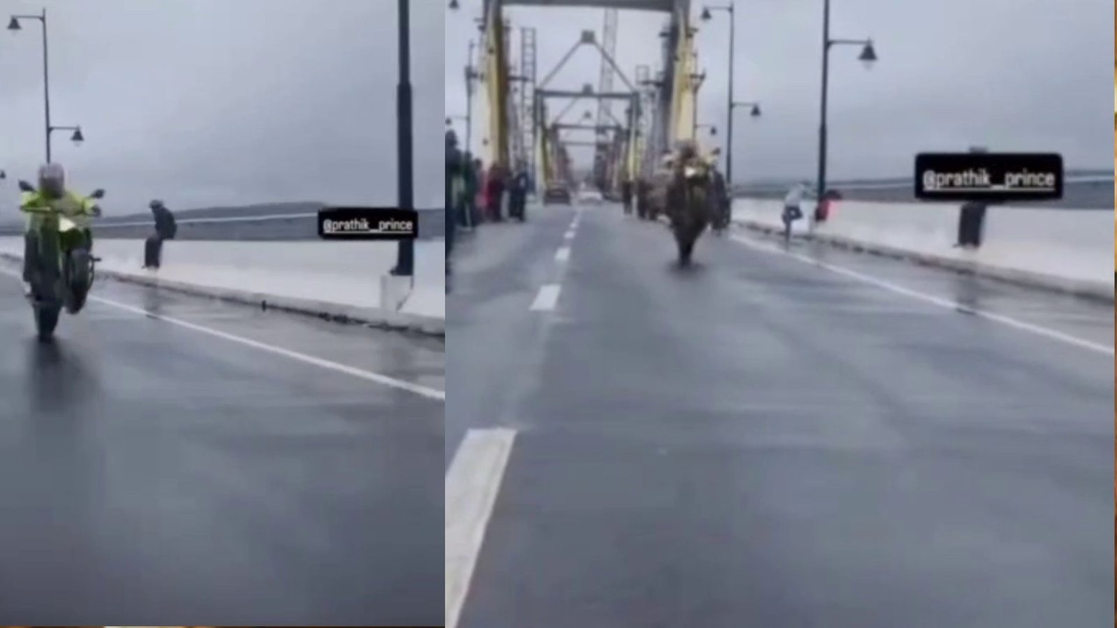 ಸಿಗಂದೂರು ಸೇತುವೆಯಲ್ಲಿ ಯುವಕನ ವೀಲಿಂಗ್ : ನಂತರ ಆಗಿದ್ದೇನು 1 Bike wheeling