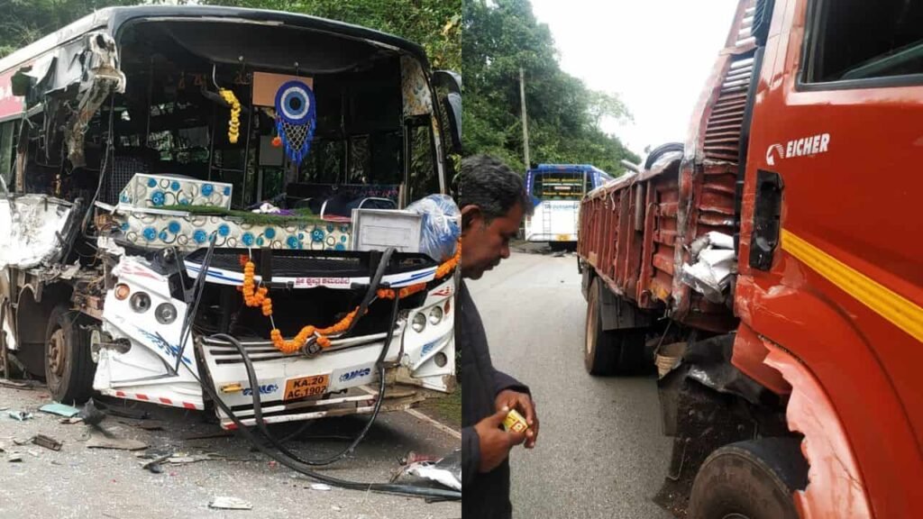 Major Accident ಬಸ್​ ಹಾಗೂ ಲಾರಿ ನಡುವೆ ಅಪಘಾತ