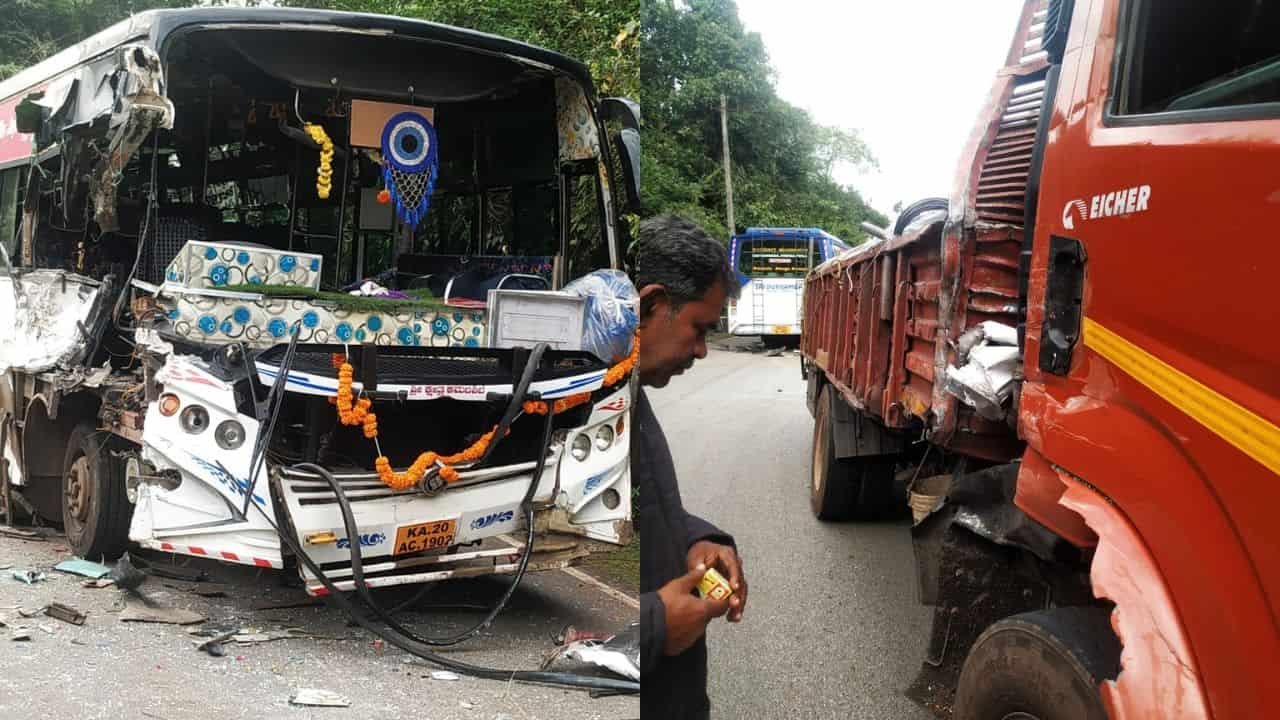 ಹೊಸನಗರ: ಖಾಸಗಿ ಬಸ್ ಹಾಗೂ ಲಾರಿ ನಡುವೆ ಭೀಕರ ಅಪಘಾತ :  ಇಬ್ಬರಿಗೆ ಗಂಭೀರ ಗಾಯ 1 ಬಸ್ ಹಾಗೂ ಲಾರಿ ನಡುವೆ ಅಪಘಾತ