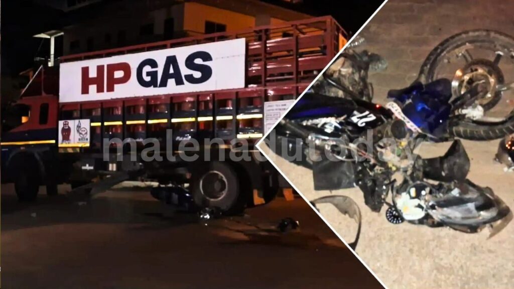 bike Gas Lorry Collision Near Balebailu, Thirthahalli malenadu today photos
