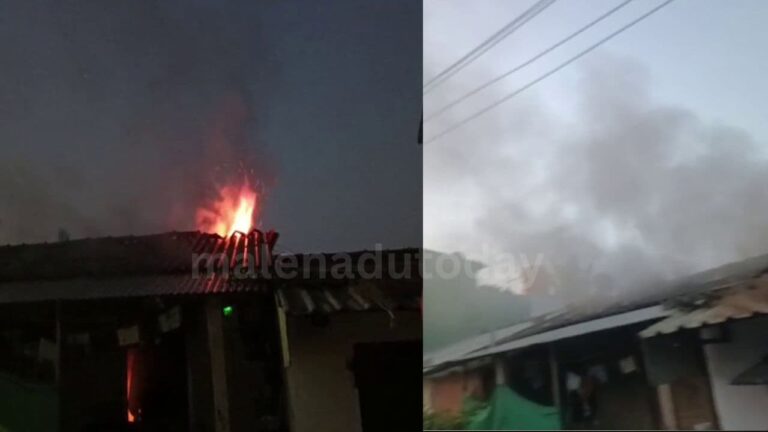 Shivamogga Fire Breaks Out at House in Solebail