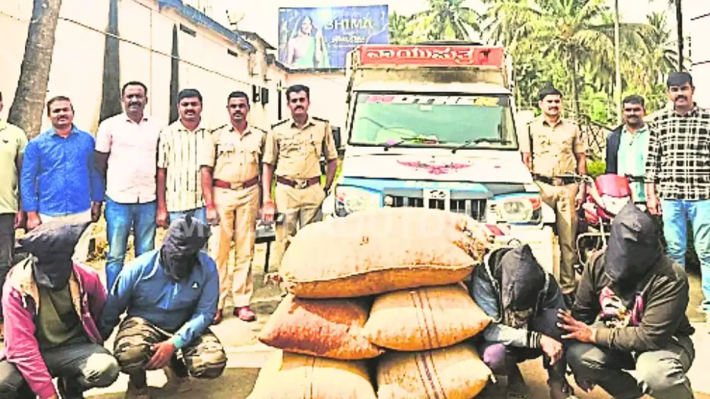 ವಾಹನ ಅಡ್ಡಗಟ್ಟಿ, ಹಲ್ಲೆ ನಡೆಸಿ ಹಸಿ ಅಡಿಕೆ ದರೋಡೆ ಮಾಡಿದ್ದ ಭದ್ರಾವತಿ ಗ್ಯಾಂಗ್ ಸೆರೆ 1 ನರಸಿಂಹರಾಜಪುರದಲ್ಲಿ ಅಡಿಕೆ ದರೋಡೆ ಪ್ರಕರಣ ಭೇದಿಸಿದ ಪೊಲೀಸರು: ನಾಲ್ವರು ಆರೋಪಿಗಳ ಬಂಧನ Arecanut Robbery Case Solved in Narasimharajapura 4 Suspects Arrested by Police