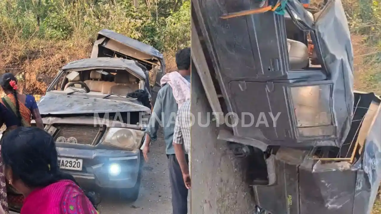 ಭದ್ರಾವತಿ: ಚಲಿಸುತ್ತಿದ್ದ ವಾಹನದ ಚಕ್ರ ಕಳಚಿ ಪಲ್ಟಿ; ಮಹಿಳೆ ಸಾವು, ಐವರು ಆಸ್ಪತ್ರೆಗೆ ದಾಖಲು Bhadravathi Road Accident: One Dead and Five Injured Near Antaragange  