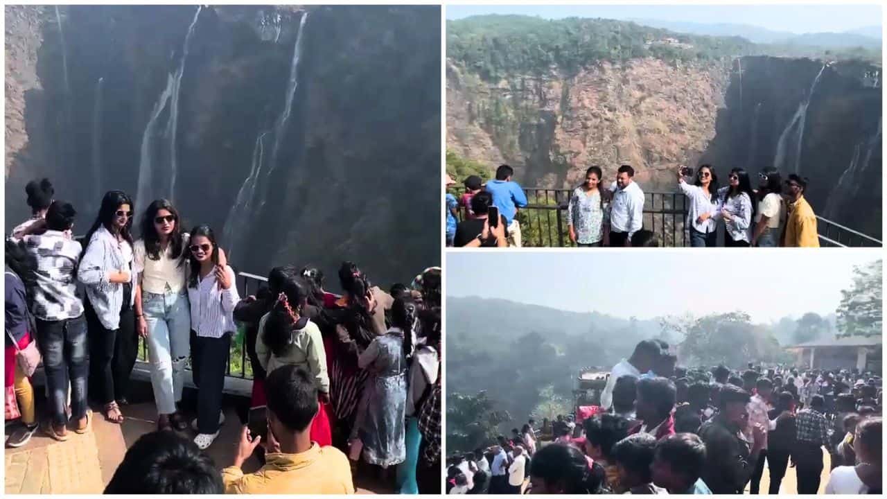 Jog Falls Crowded During New Year Break