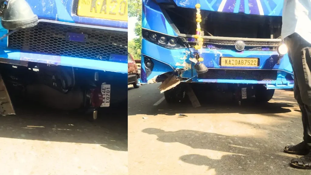 Private Bus vs Bike Accident Near Tunga College 