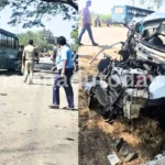 Car Bus Head on Collision Near Shivamogga