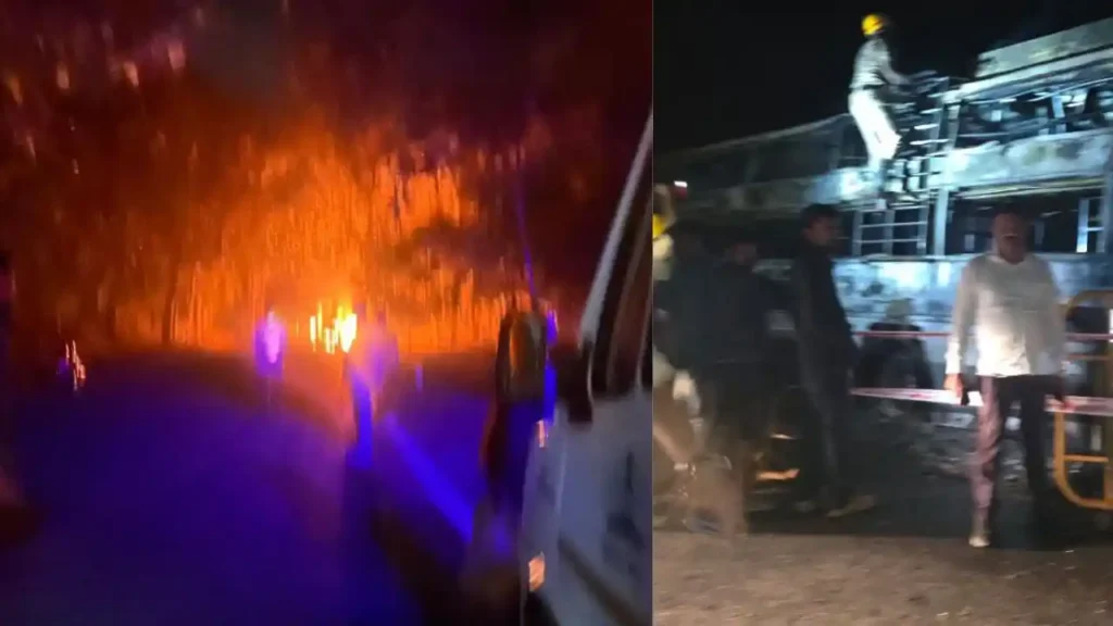 Hosanagar to Bengaluru Private Bus Catches Fire