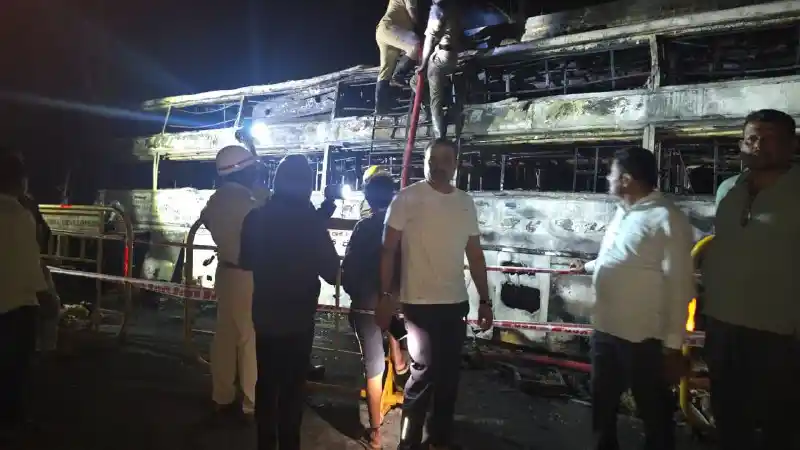 Hosanagar to Bengaluru Private Bus Catches Fire