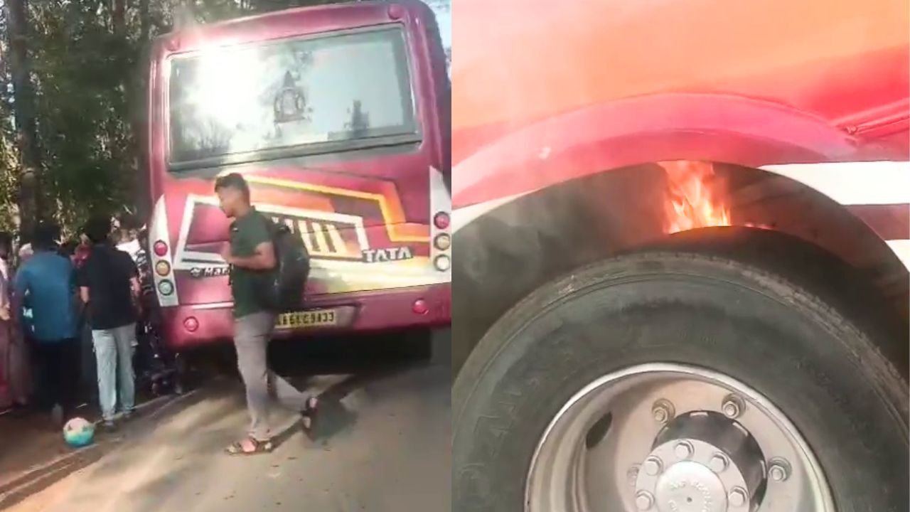 Private Bus Catches Fire