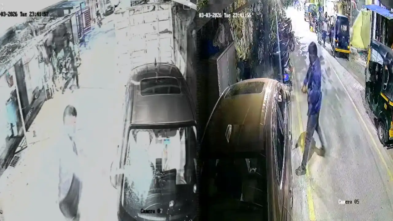 ಶಿವಮೊಗ್ಗ: ನಿಂತಿದ್ದ ಕಾರ್​ನ ಗ್ಲಾಸ್​​ ಪುಡಿಮಾಡಿದ ಕಿಡಿಗೇಡಿಗಳು