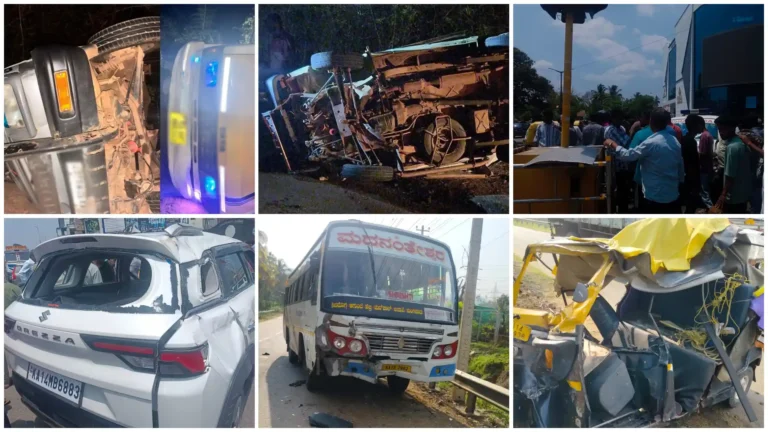 vehicle collisions across Shivamogga
