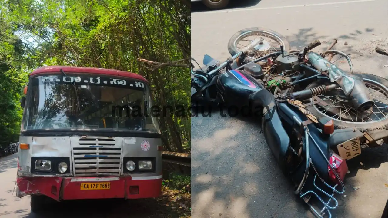 KSRTC Bus and Bike Collision Near Sirivante