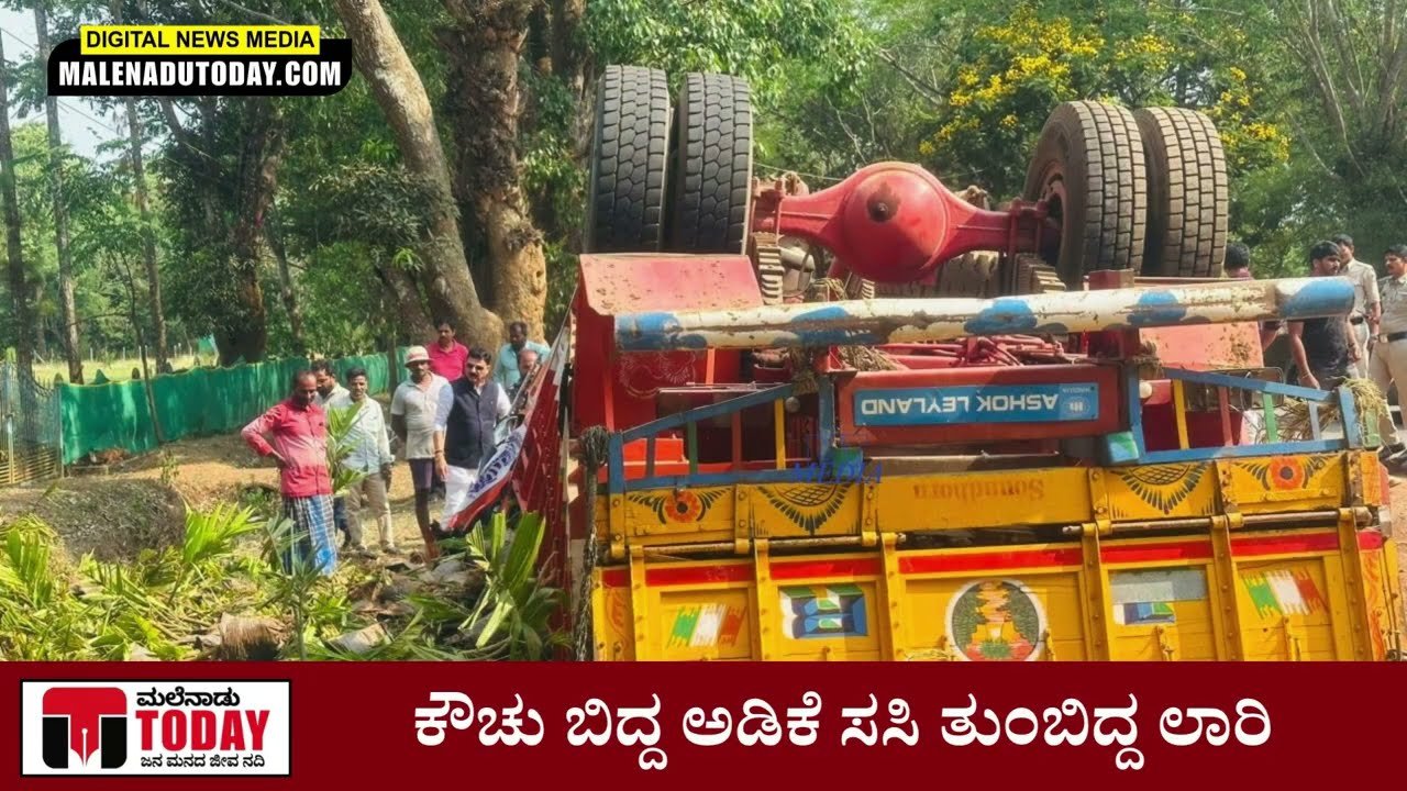 ಆನಂದಪುರ ಸಮೀಪ ಕೌಚು ಬಿದ್ದ ಅಡಿಕೆ ಸಸಿ ತುಂಬಿದ್ದಿ ಲಾರಿ : ಸ್ಥಳಕ್ಕೆ ಬಂದ ಬೇಳೂರು ಏನ್ ಮಾಡಿದ್ರು ನೋಡಿ