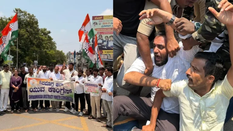 Youth Congress Siege MP BY Raghavendra’s House