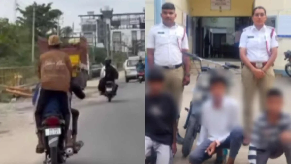 wheeling and Dangerous Triple Riding in Shivamogga