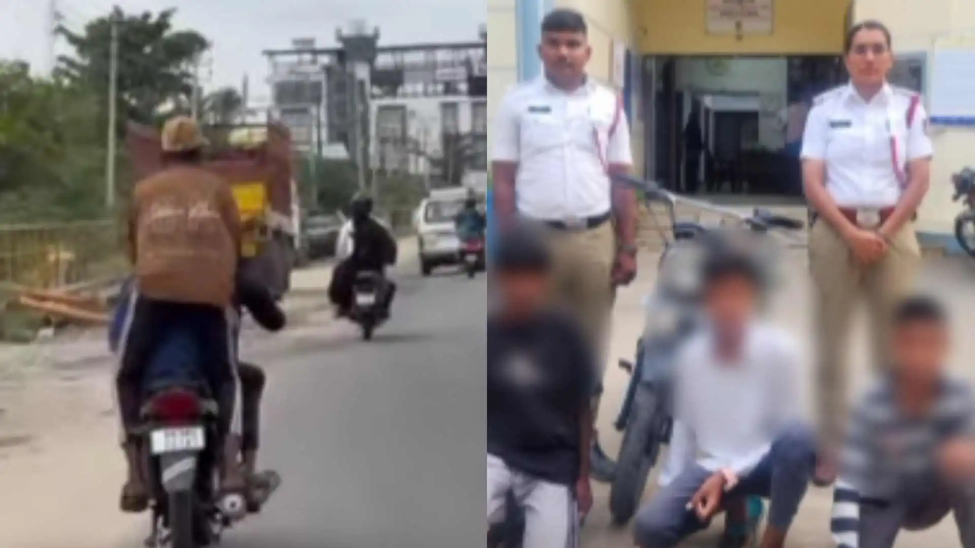 wheeling and Dangerous Triple Riding in Shivamogga