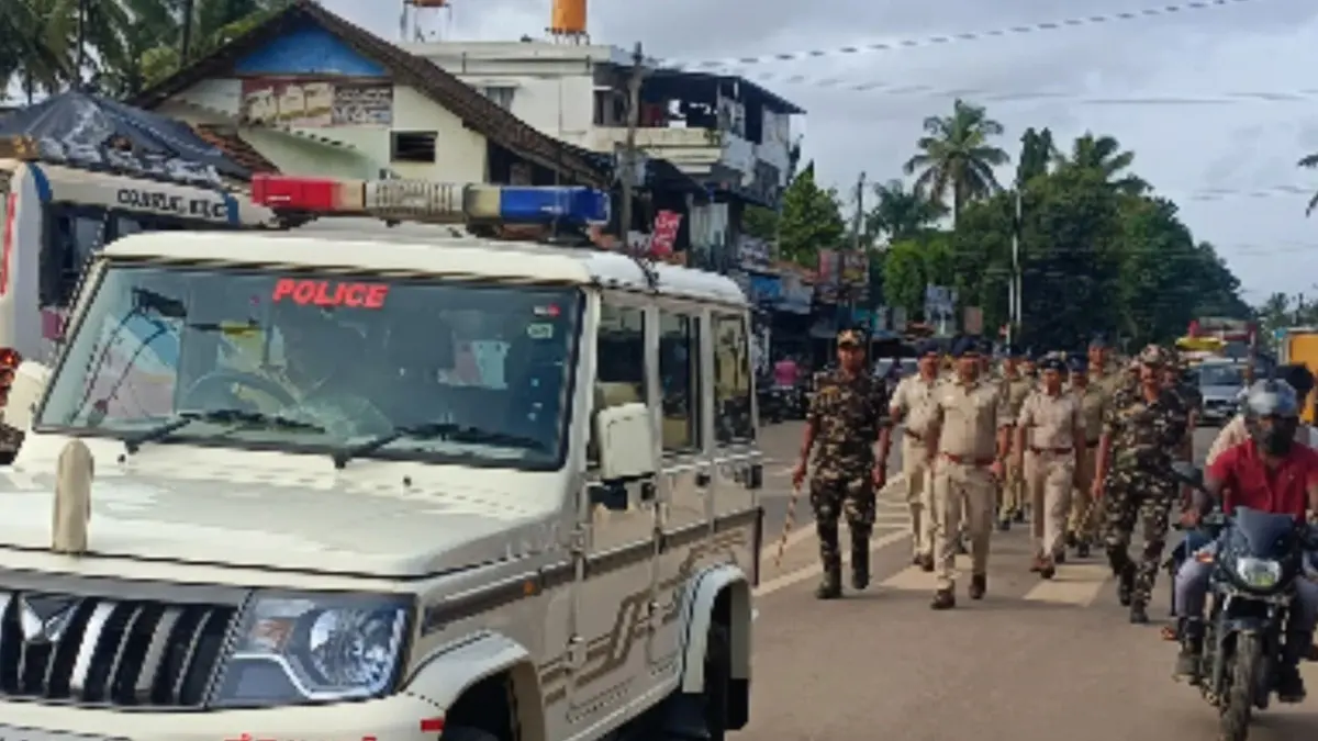 police root march at ripponpete shivamogga
