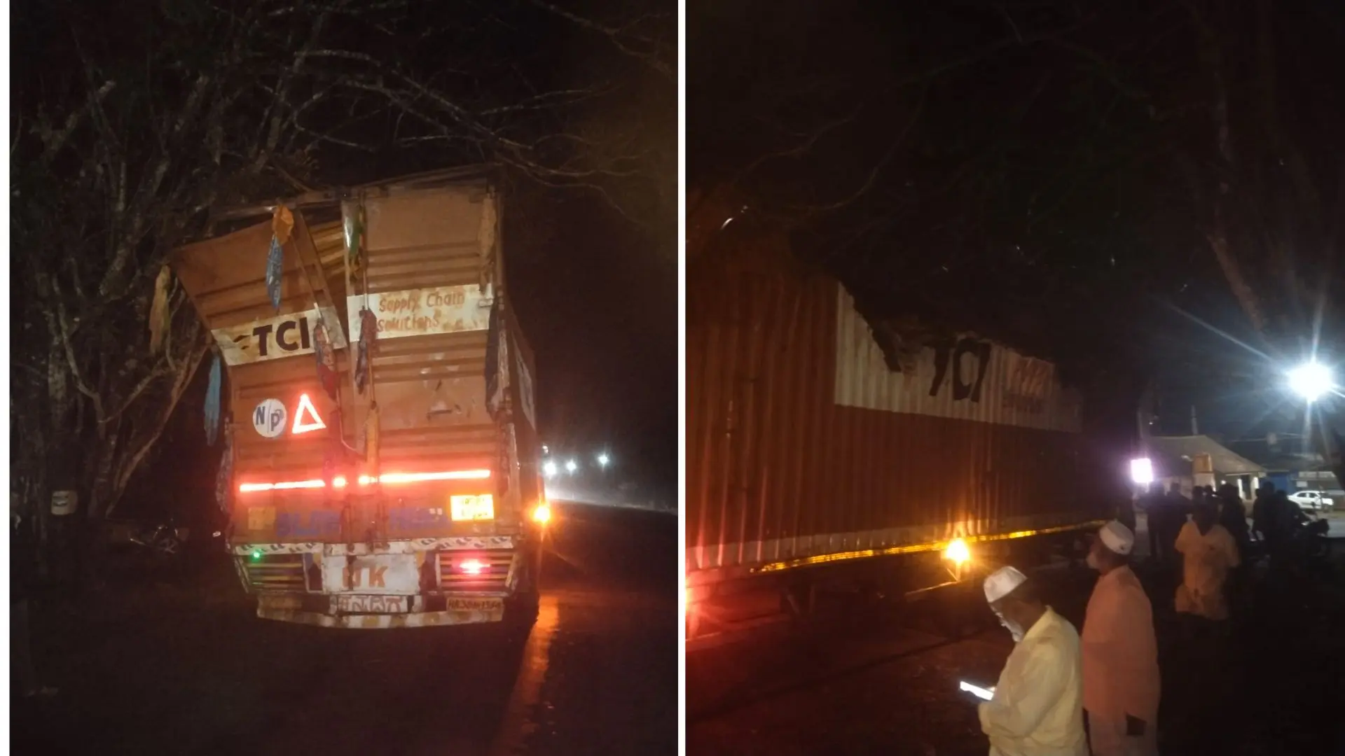 Container Truck Hits Tree on Shivamogga-Sagara Highway 69