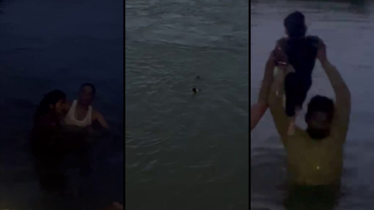 Shivamogga Humanity Locals Rescue Woman and 11 Month Old Baby from Tunga River
