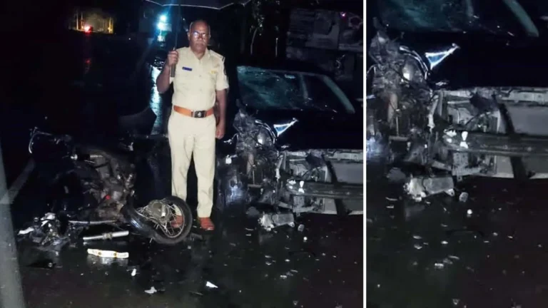 ಬಳಸಗೋಡು ಸಮೀಪದ ರಾಷ್ಟ್ರೀಯ ಹೆದ್ದಾರಿ 69ರಲ್ಲಿ ಸಂಭವಿಸಿದ ಕಾರು ಮತ್ತು ಬೈಕ್ ಅಪಘಾತ
