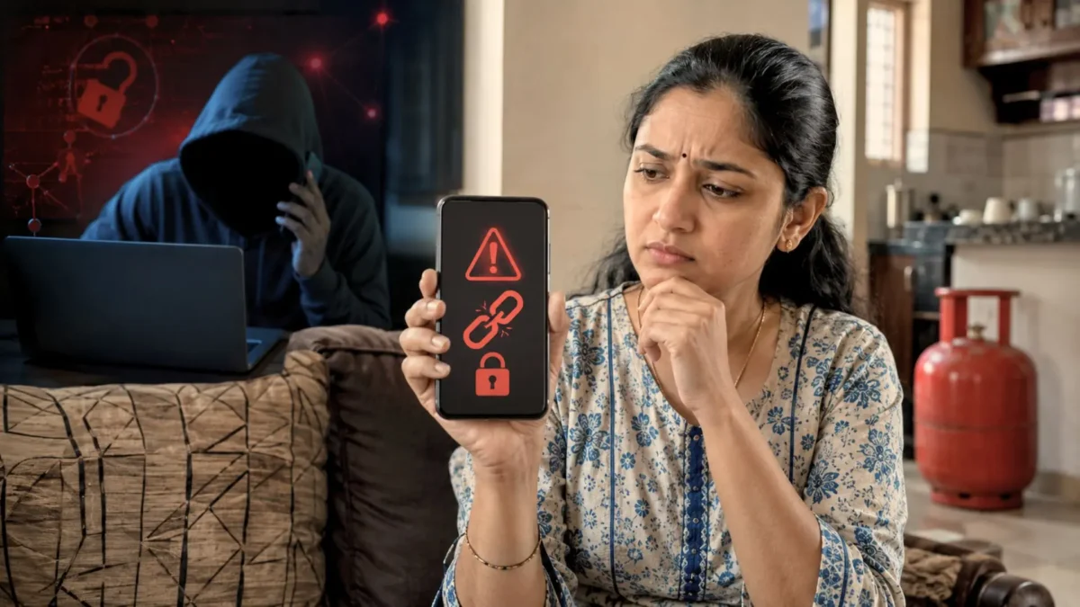 ಗ್ಯಾಸ್ ಇ–ಕೆವೈಸಿ ವಂಚನೆಯ ಕುರಿತು ಜಾಗೃತಿ ಮೂಡಿಸುವ ಎಐ ಚಿತ್ರ