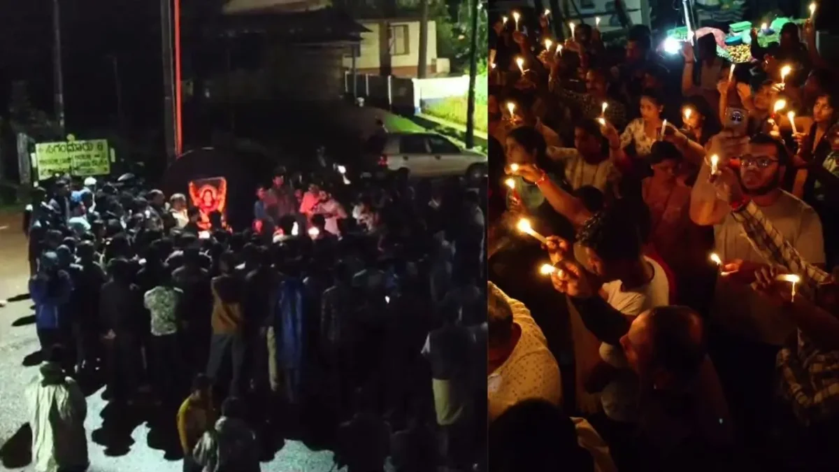 Vanishree Death Case Massive Candlelight Protest ವಾಣನಿಶ್ರೀ ಸಾವಿನ ಹಿನ್ನೆಲೆ ಮೊಂಬತ್ತಿ ಬೆಳಗಿ ಆತ್ಮಕ್ಕೆ ಶಾಂತಿ ಕೋರಿದ ಸ್ಥಳೀಯರು
