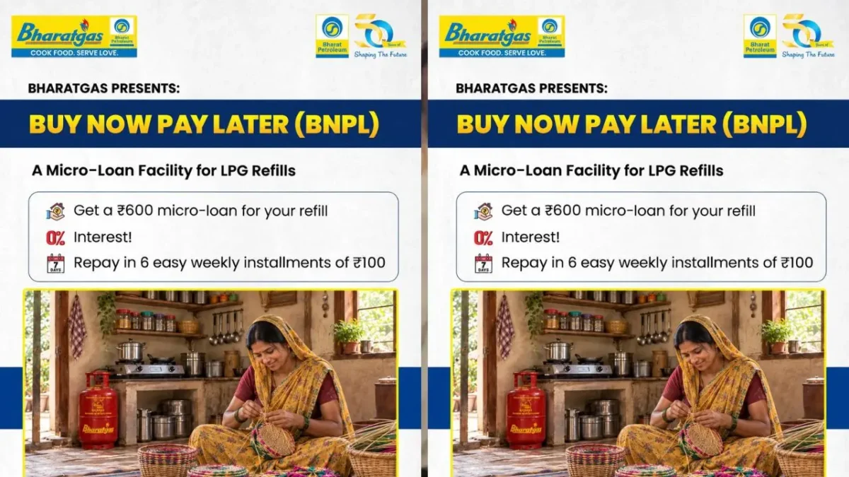 Bharat Gas Offers Interest-Free LPG Refill Loan Up to 600 With Weekly 100 Repayment