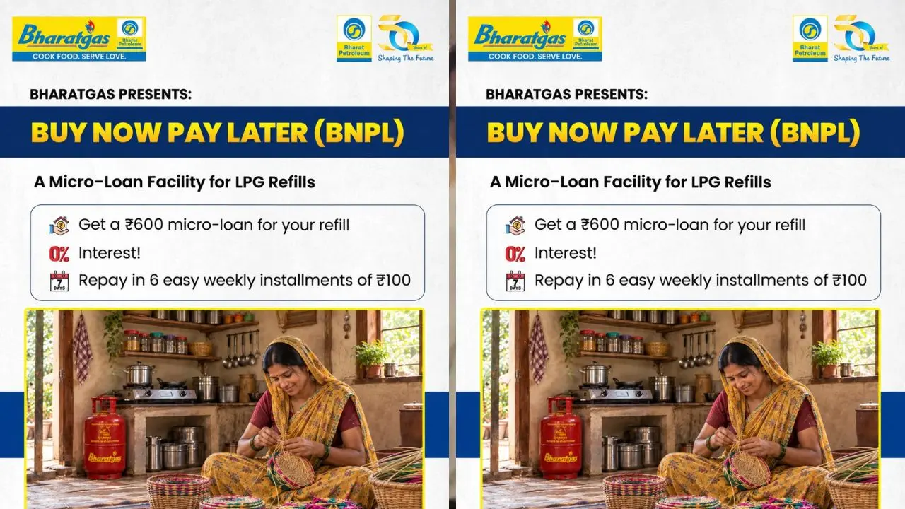 Bharat Gas Offers Interest-Free LPG Refill Loan Up to 600 With Weekly 100 Repayment