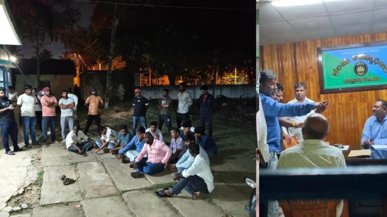 JDS Protests Against Forest Officials in Bhadravathi Over Seizure of Farmer's Hitachi Machine
