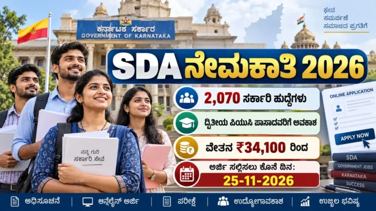 KEA SDA Recruitment 2026 2,070 Group C Vacancies for PUC Candidates
