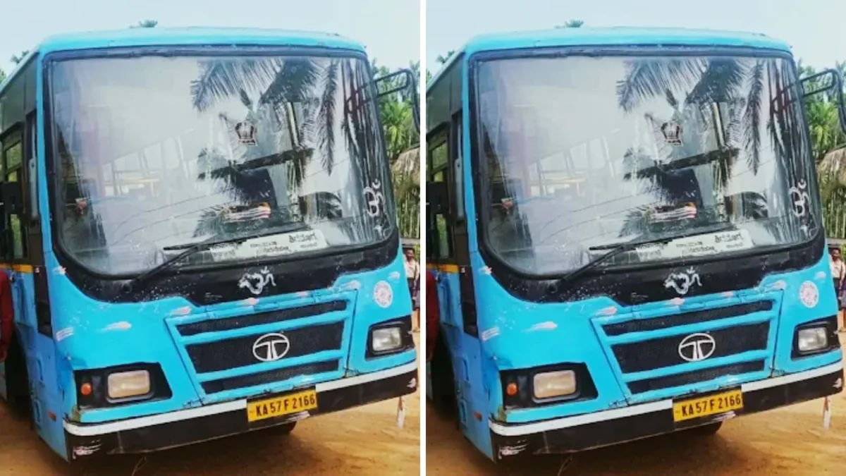 KSRTC Bus Tyre Bursts Near Kommanalu in Shivamogga, Passengers Safe