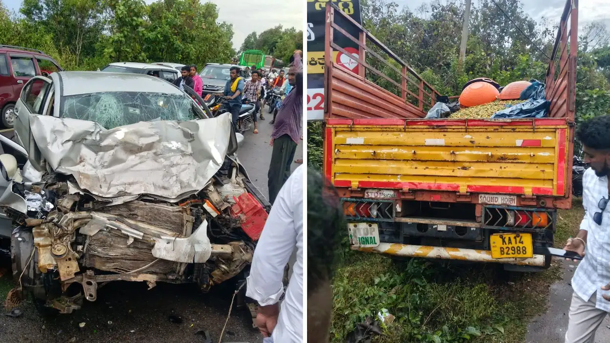Shikaripura Accident Two Killed, Three Injured in Car-Canter Collision